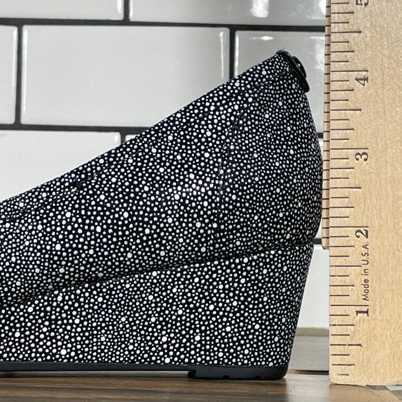 Clarks Vendra Daisy Womens Sz 7 Shoes Black Nubuck Peep Toe Wedge Pump Heels - Picture 9 of 12